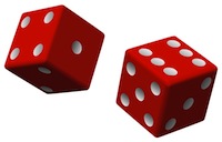 Image of two dice, to illustrate the random nature of Premium Bond investing.