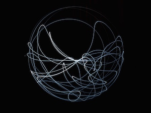The path of a pendulum in chaos theory. Markets are similarly (un)predicitable.