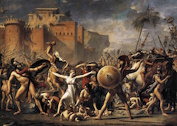 Old oil painting of a classical battle