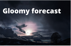 Image of dark clouds with text reading “gloomy forecast” as a metaphor for low return predictions.