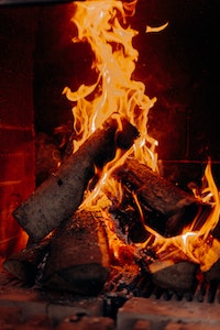 Our FIRE-side chat image: a photo of flaming pile of logs